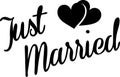 Just married text with Heart shapes Illustration image for marriage ceremonies and cards