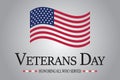 Veterans day poster with flag. Honoring all who served, November 11 USA Royalty Free Stock Photo