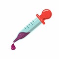 Pipette Laboratory tool to pick chemical samples, color picker. Chemical laboratory Dropper, icon symbol in cartoon flat vector