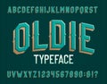 Oldie alphabet font. Retro letters and numbers. Royalty Free Stock Photo
