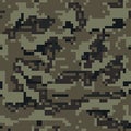 Digital camo background. Seamless camouflage pattern. Military texture. Green, brown black. forest color. Vector