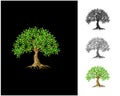 Charming decorative tree, Luxury elegant tree logo, exotics logo designs on black background. Royalty Free Stock Photo