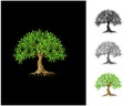 Charming decorative tree, Luxury elegant tree logo, exotics logo designs on black background.