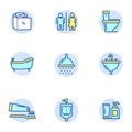 Set of toilet related icons in linear color style