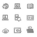 Set of online education icons in black line design Royalty Free Stock Photo