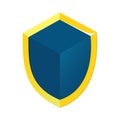 Blue shield with golden edge icon