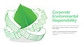 CER corporate environmental responsibility concept leaf inside gear and looping arrow abstract flat style illustration