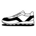 Sneakers vector Icon. Black and white doodle on White Background Royalty Free Stock Photo
