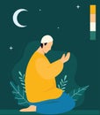 A Man Is Praying At Night Illustration Vector Image Royalty Free Stock Photo