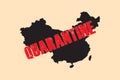 China black map with quarantine red stamp Royalty Free Stock Photo