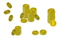 Set of bunches stacks dollar in flat style or coin dollar in different style or finance currency concept in doodle