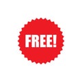 Free red badge sticker design. Vector label for promotion and advertising Royalty Free Stock Photo