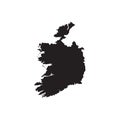 Ireland map vector, isolated on white background. Black template, flat earth. Simplified, generalized with round corners.