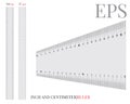 Ruler template. Vector with die cut / laser cut lines. Ruler inch and centimeter. White, clear, blank, isolated ruler mock up Royalty Free Stock Photo