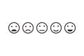 Set of emotions faces for feedback, user experience, satisfaction level. Excellent, good, normal, bad, awful.
