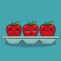 Illustration graphic vector of Cute Apple, kawaii style, cartoon character, Royalty Free Stock Photo