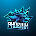 Blue phoenix mascot logo illustration