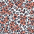 Leopard print, seamless pattern. Skin of cheetah, leopard. Fashionable fabric, elegant animal background. Vector Royalty Free Stock Photo