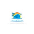 Beach House Logo Design, Real Estate Logo, Beach Resort, Villa Logo Royalty Free Stock Photo