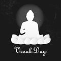 Happy Vesak day buddha purnima banner with Buddha meditating on Lotus on dark background vector design paper cut style vector Royalty Free Stock Photo