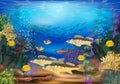 Underwater landscape with tropical fish wallpaper Royalty Free Stock Photo