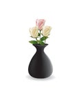 Three roses in vase