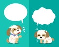 Cartoon character shih tzu dog expressing different emotions with speech bubbles