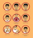 Covid-19 Symptoms Manga Style Cartoon Man Cute Vector-01 Royalty Free Stock Photo