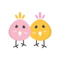 Simple illustration cute twin bird.