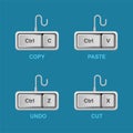 Set of keyboard buttons,Ctrl C,Ctrl V,Ctrl Z,Ctrl X,Key shortcut .