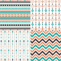 Set of four abstract seamless patterns in boho style Royalty Free Stock Photo