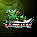 Chameleon esport logo mascot design Royalty Free Stock Photo