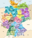 Germany high detailed vector map with neighbouring countries and territories