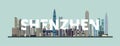 Shenzhen cityscape colorful poster. Vector illustration