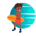 Flat design of happy surfer boy