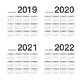 Year 2019 and Year 2020 and Year 2021 and Year 2022 calendar vector design template, simple and clean design for organization and Royalty Free Stock Photo