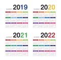 Year 2019 and Year 2020 and Year 2021 and Year 2022 calendar vector design template, simple and clean design for organization and Royalty Free Stock Photo