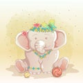 Cute elephant girl sitting with a smiley face Royalty Free Stock Photo