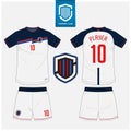 Soccer jersey or football kit mockup template design for sport club. Football t-shirt sport, shorts mock up. Soccer uniform. Royalty Free Stock Photo