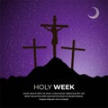 Holly Week silhouettes sunset background. Crucifixion good friday background