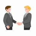 Business man handshake, partnership succesful negotiating cartoon flat illustration vector Royalty Free Stock Photo