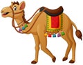 Cute camel cartoon with saddlery Royalty Free Stock Photo