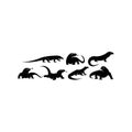 Silhouette komodo dragon set white background Royalty Free Stock Photo