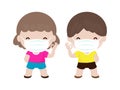 Coronavirus 2019-nCoV or Covid-19 disease prevention concept with cute kids boy and girl wearing face mask isolated Royalty Free Stock Photo