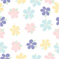 Springtime vector floral seamless background in pastel colors, bright and joyful surface pattern design for fabric or wrapping pro