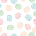 Vector cartoon seamless pattern with macaroons in pastel colors, cute and simple pattern for fabric, backgrounds, wrapping project