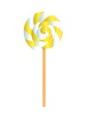 Yellow and white swirl lollipop