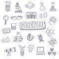 Science doodles element vector illustration in cute hand drawn style Royalty Free Stock Photo