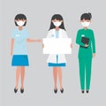 Nurses and doctor wearing mask hold board Royalty Free Stock Photo