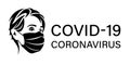 Covid-19 Coronavirus creative symbol design: human face in medical mask on white background